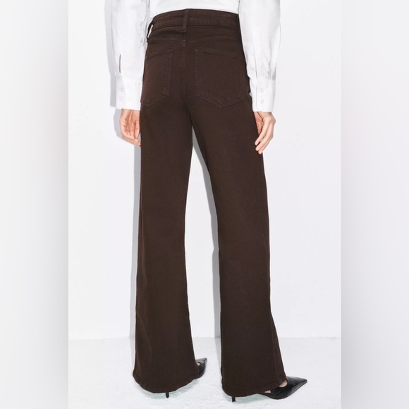 ZARA High-Waist Wide-Leg Jeans - Chocolate Brown - Picture 2 of 7